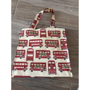 Vintage Harrods Tote Reusable Shopping Bag Red Doible Decker Bus English UK PVC